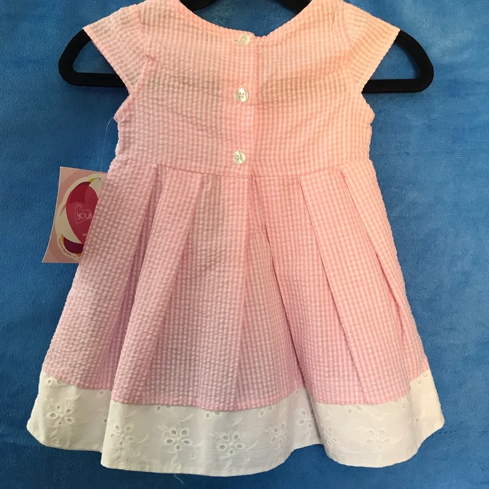 Youngland Toddler Girls Seersucker Bow Dress Size 2T